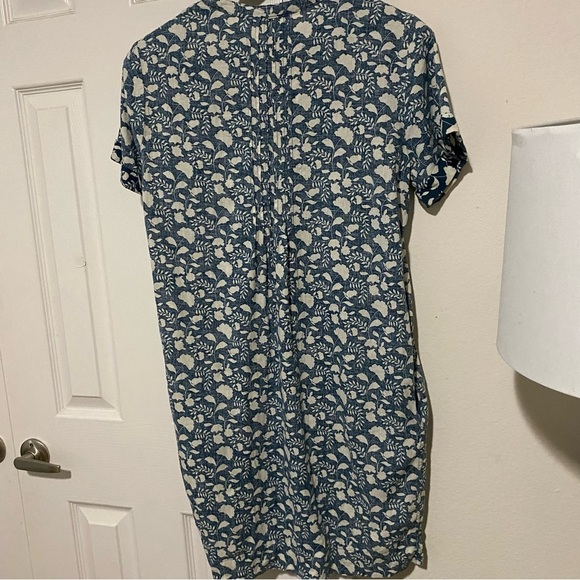 Faherty Gemina Dress Washed Floral Linen Pintuck Mini Pockets Short Sleeves S - Picture 8 of 15